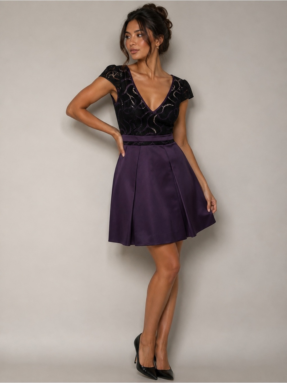 Karen Millen Black and Purple Mini Dress